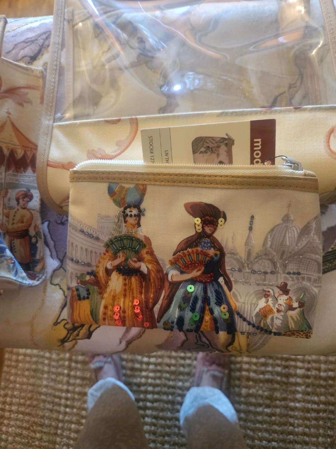 Baggallini Canvas Tote Opera Bag with Coin Purse