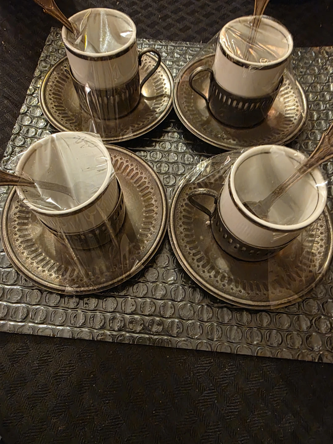 Vintage Silver Plated Coffee Cup Set
