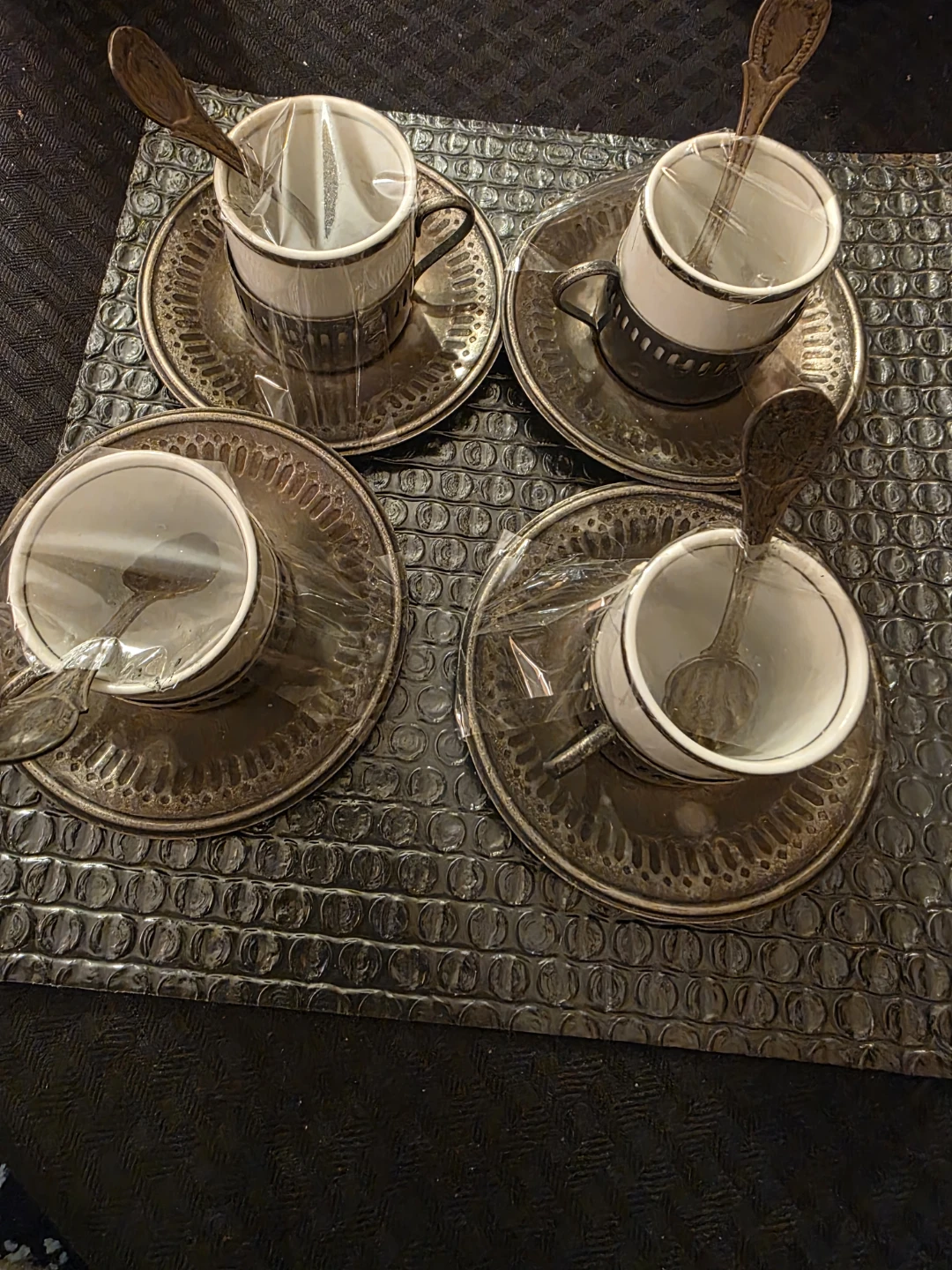 Vintage Silver Plated Coffee Cup Set - photo 3