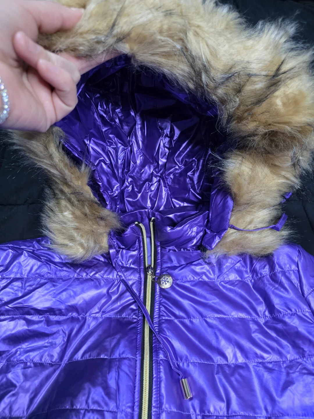 Purple Snowsuit with Fur Hood and Gloves - photo 5