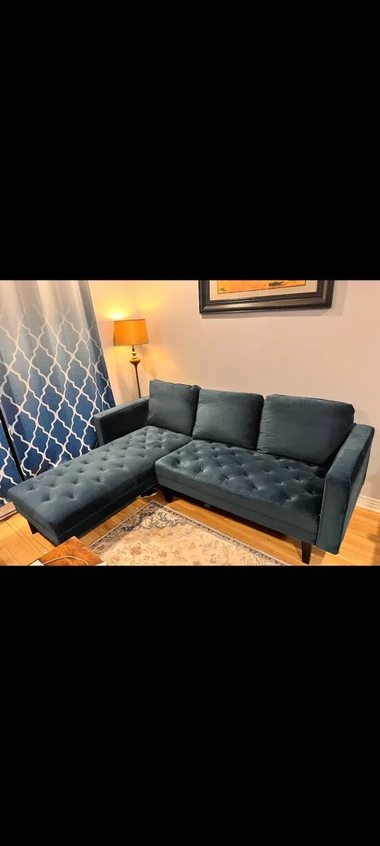 Blue Sectional Sofa, 2year old, no stain barely used