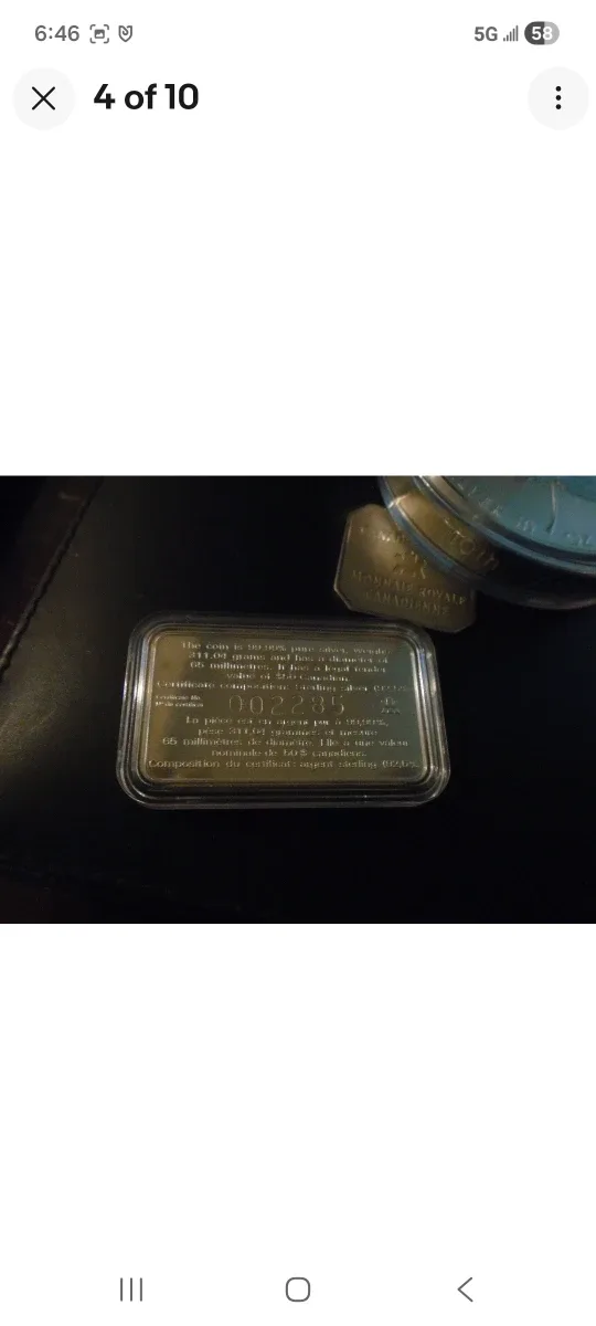 1998 Canada 10 oz Maple Leaf Silver Coin image indicator(4)