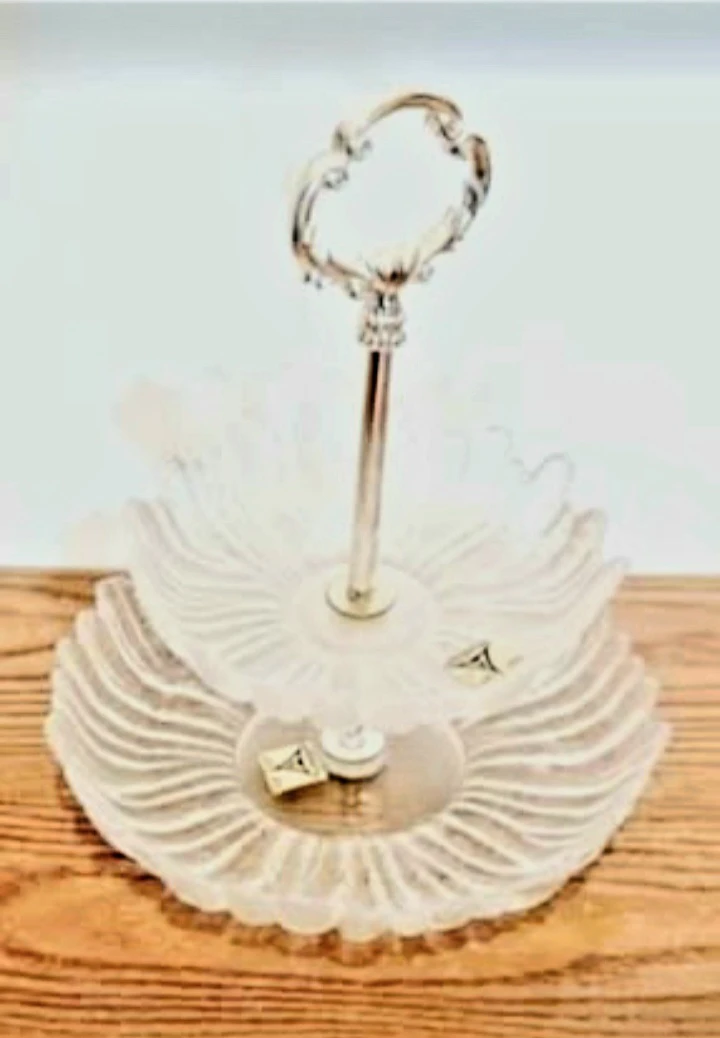 New German Annahutte Crystal Serving Tray