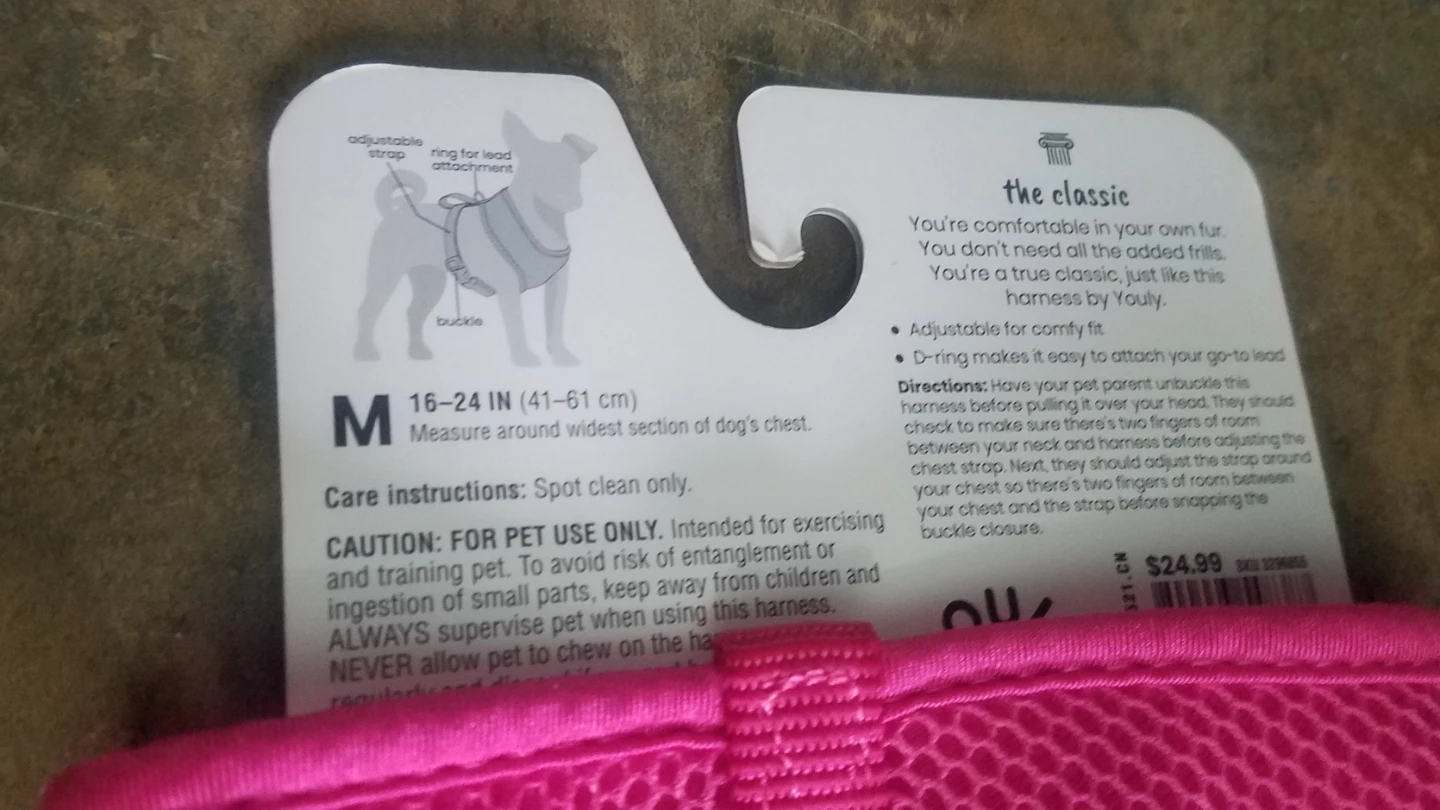 Pink YOULY The Classic Adjustable Dog Harness  Medium - photo 4