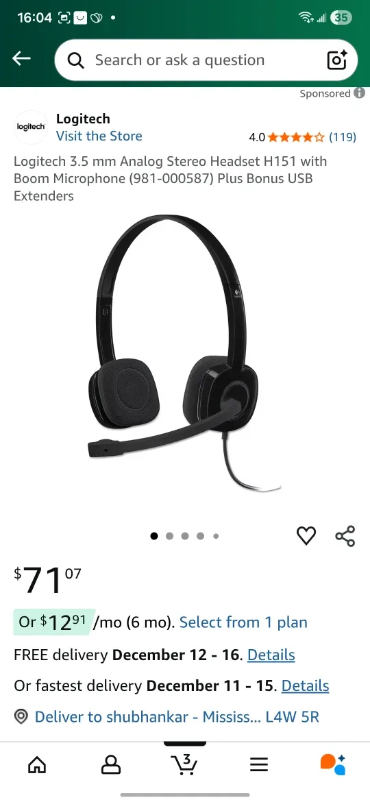 Logitech H151 3.5mm Stereo Headset w/ Mic - Box Included