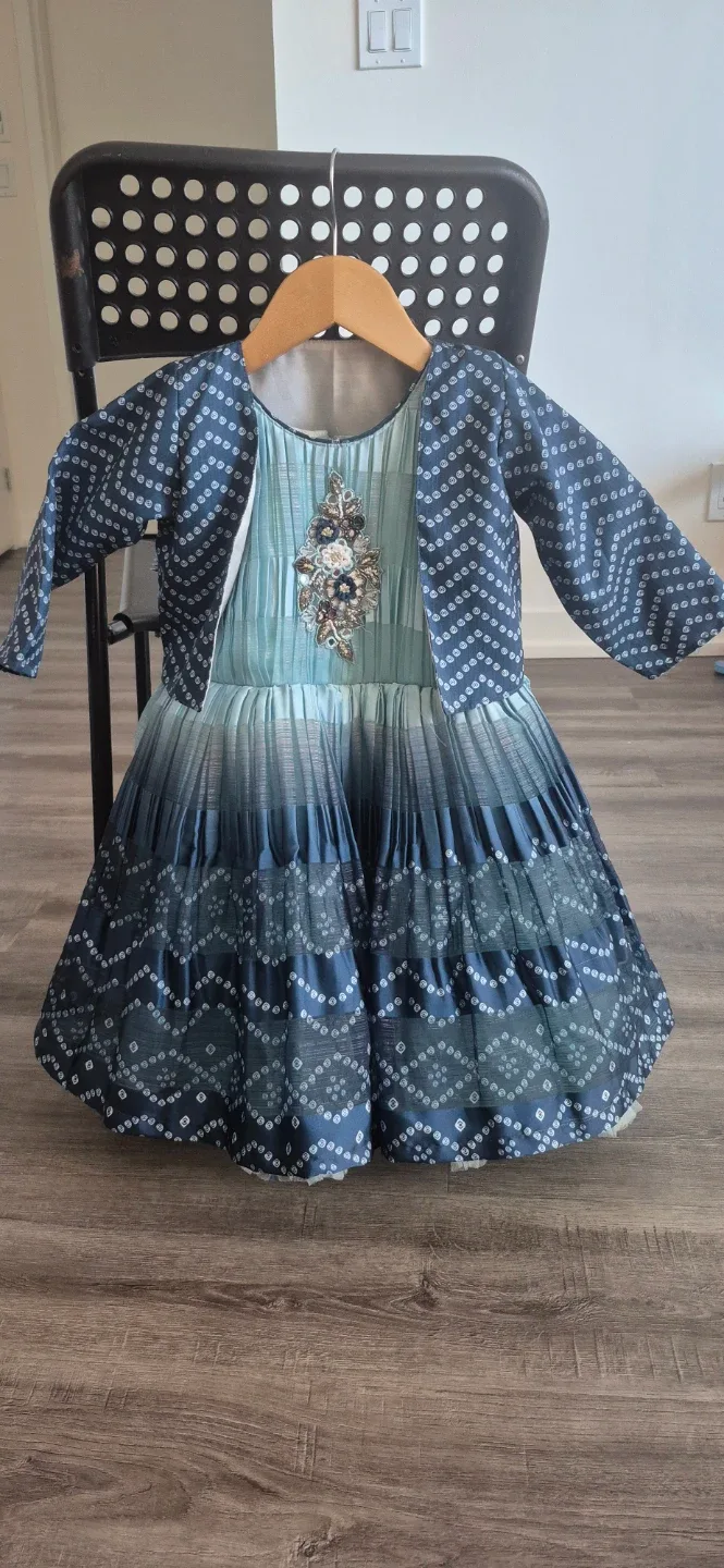 Girl's Dress with Jacket - Blue