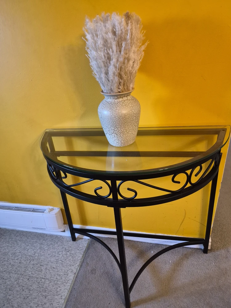 Glass Top Half Moon Console Table