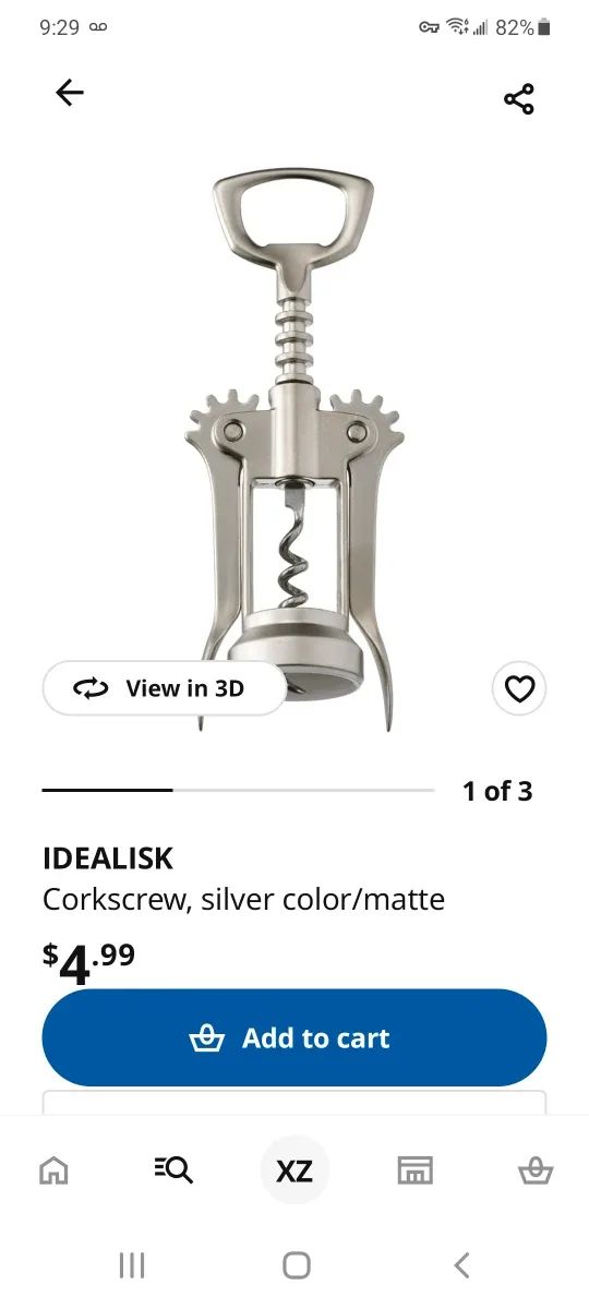 IKEA IDEALISK Corkscrew - Silver #Cleanout image indicator(2)