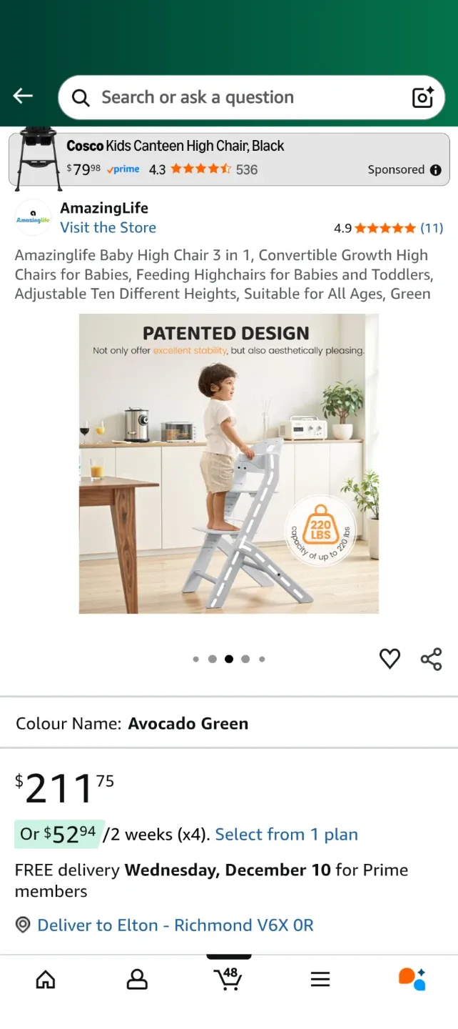 AmazingLife Baby High Chair - Avocado Green image indicator(3)