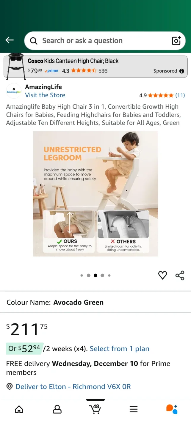 AmazingLife Baby High Chair - Avocado Green image indicator(6)