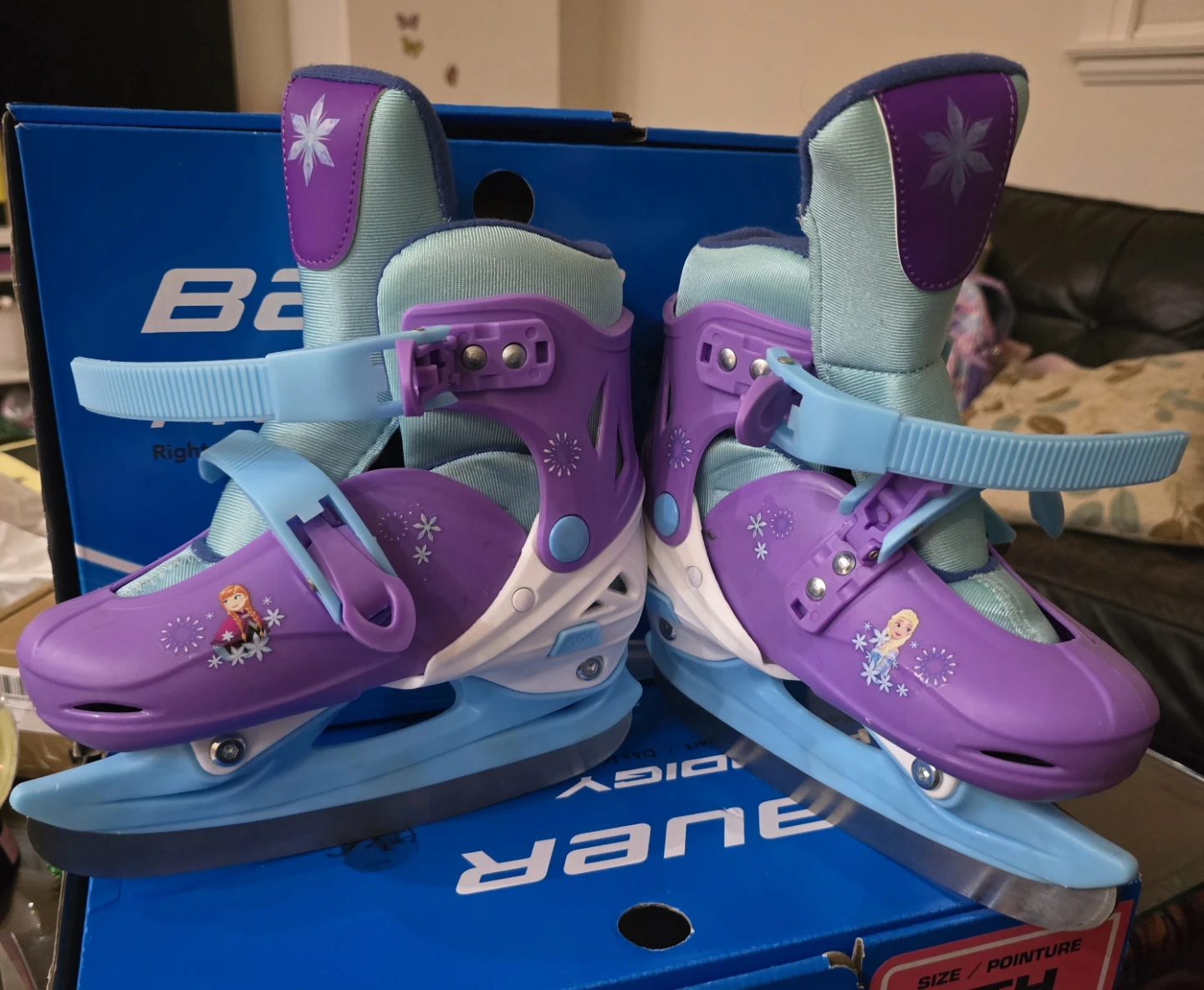 2 Pairs –  Elsa & Anna Frozen Ice Skates (Kids Size 8–11)