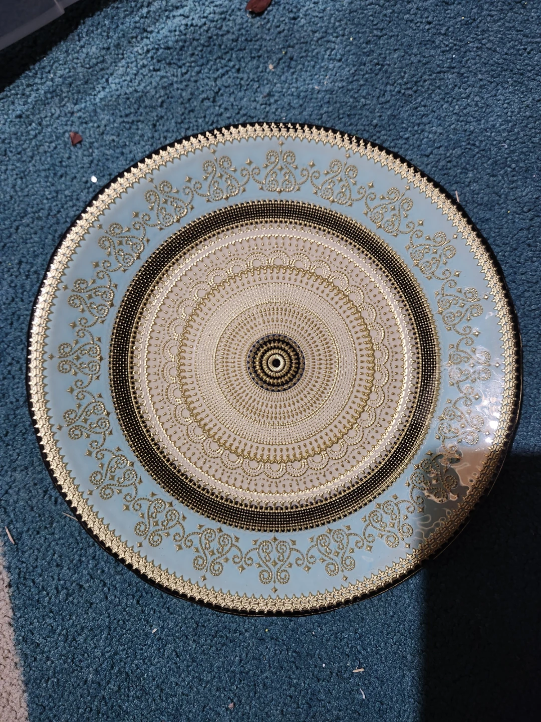 Decorative Plate - Light Blue & Gold
