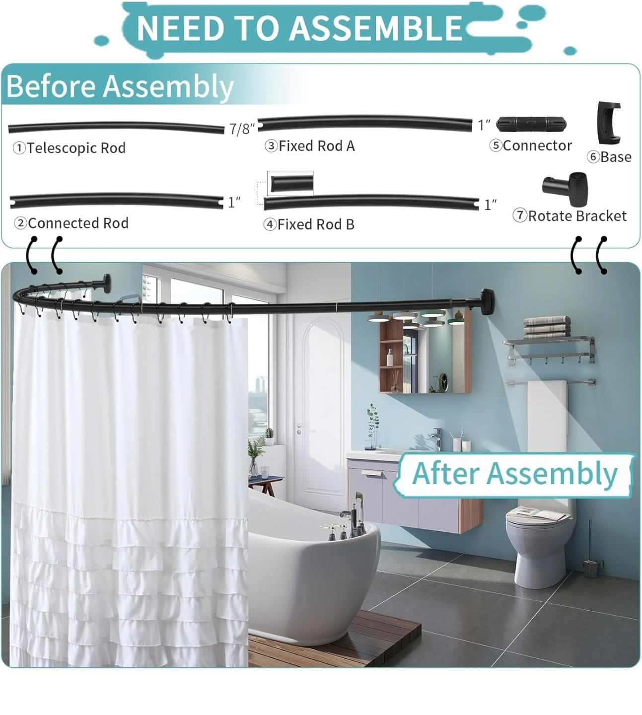 Curved Shower Curtain Rod - photo 3