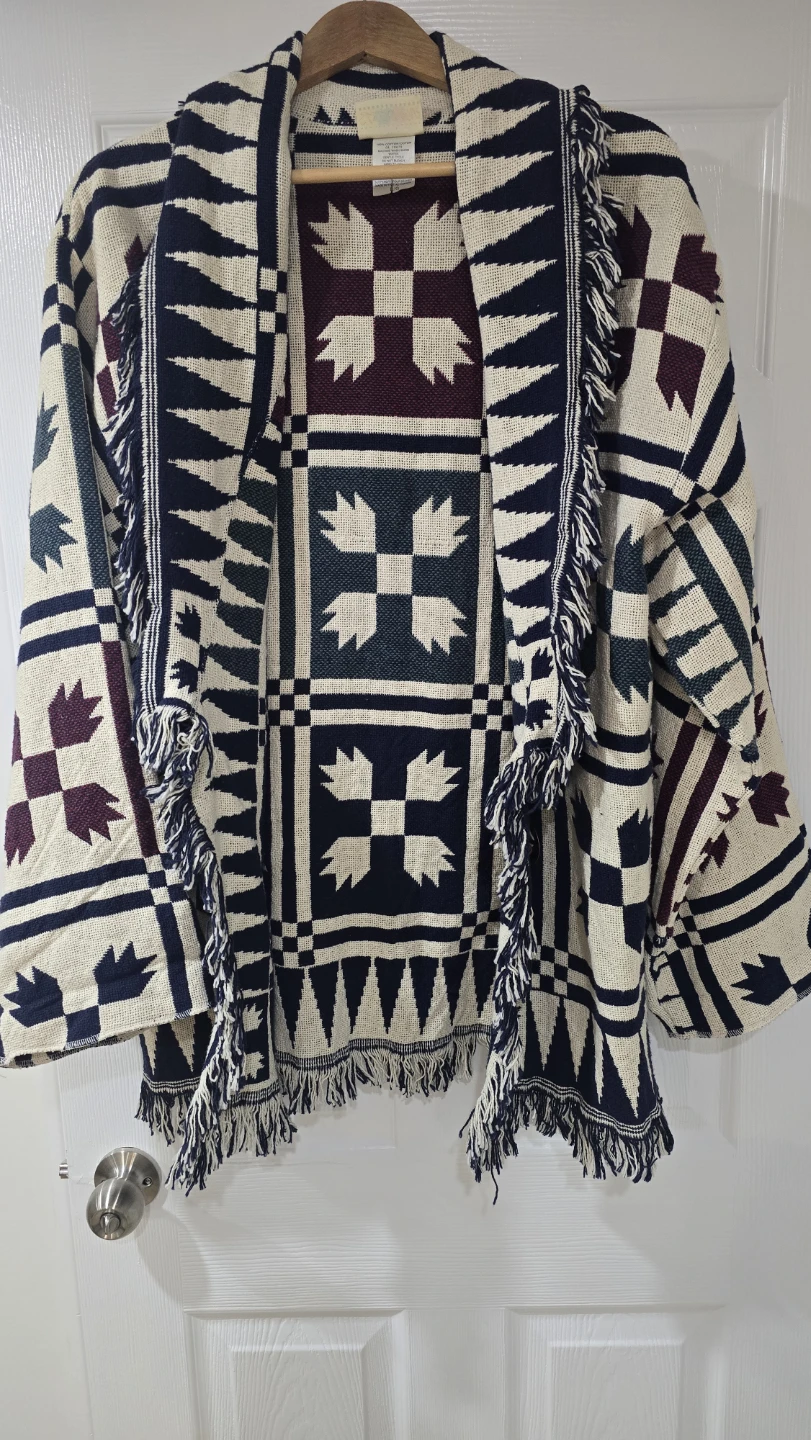Vintage Cotton Cardigan with Fringe