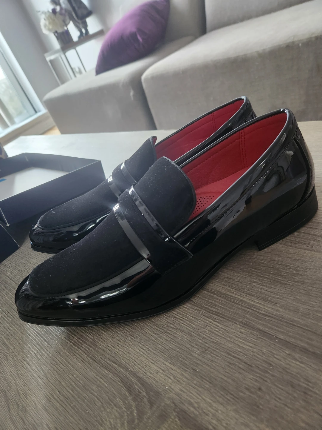 Brand new mens dress shoes velvet/patent trim - photo 4