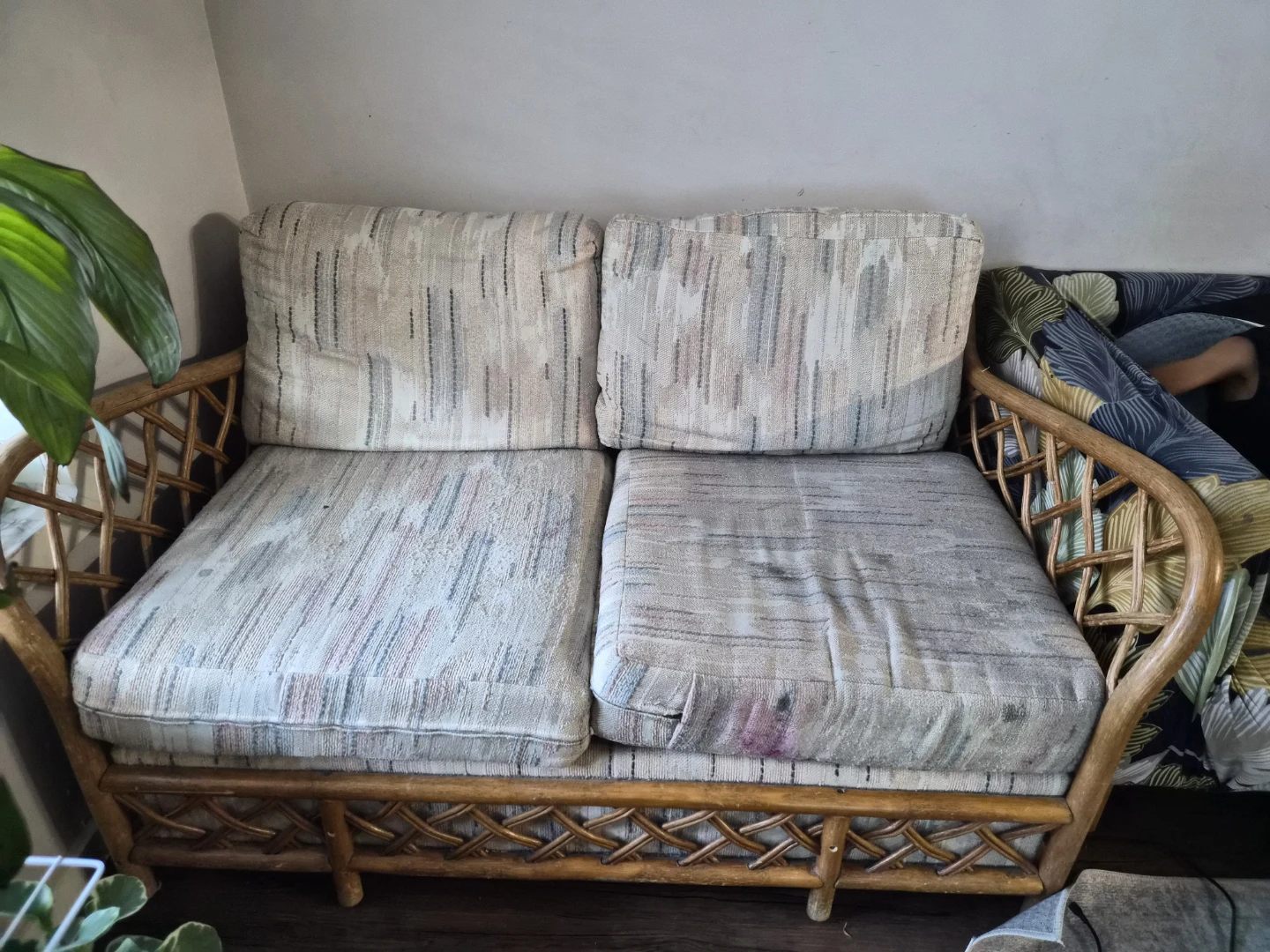 Vintage Rattan Loveseat Sofa