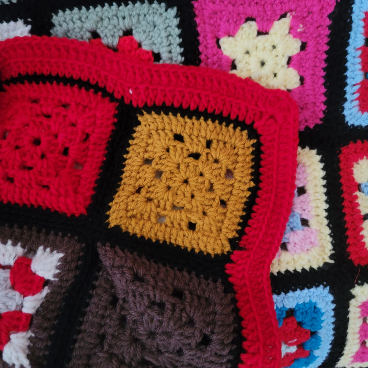 Handmade Crochet Granny Square Blanket 50" × 65" - photo 2