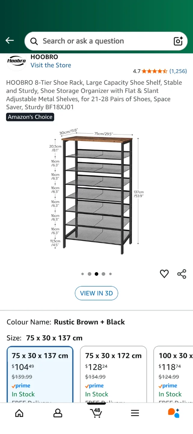 HOOBRO 8-Tier Shoe Rack - Rustic Brown + Black image indicator(2)