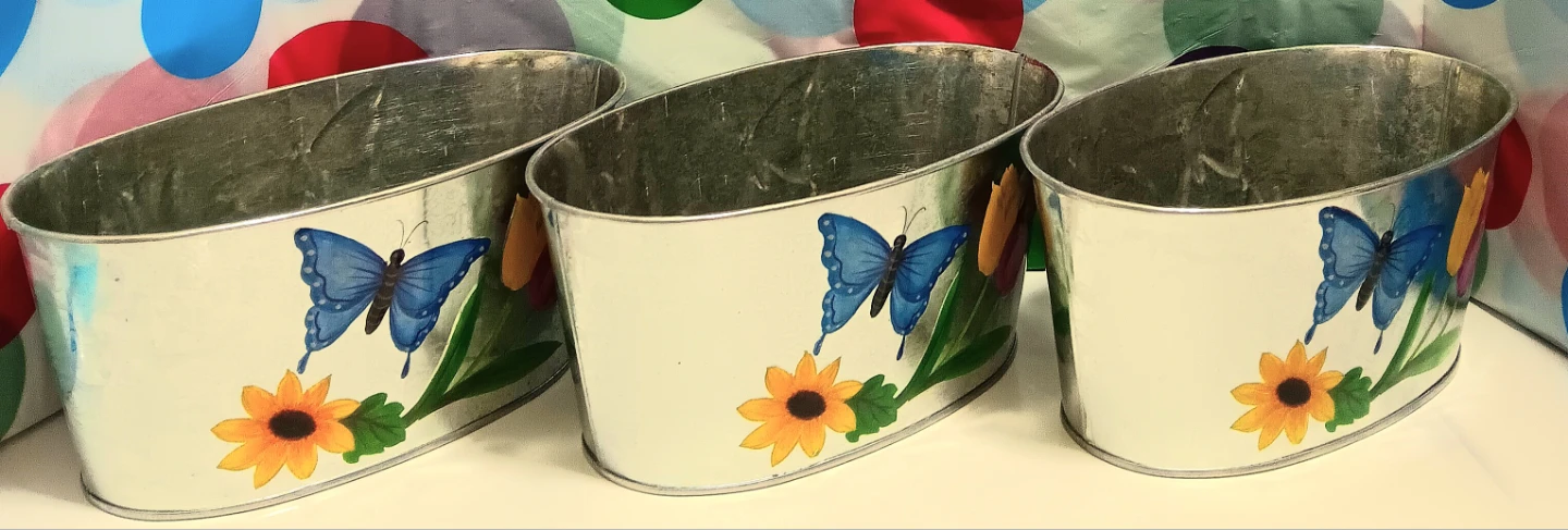 💐Decorated Galvanized Metal Planters Set of 3💐 - photo 2