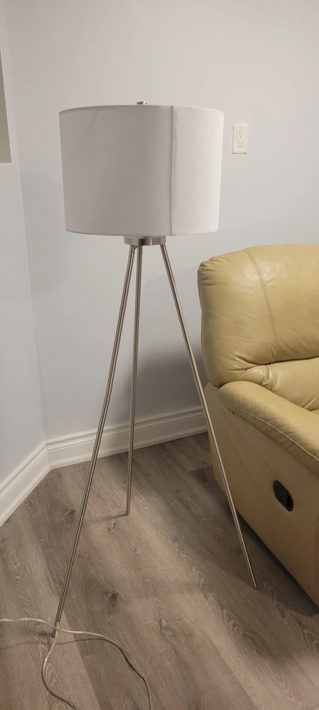 Tripod Floor Lamp - White Shade, Silver Legs