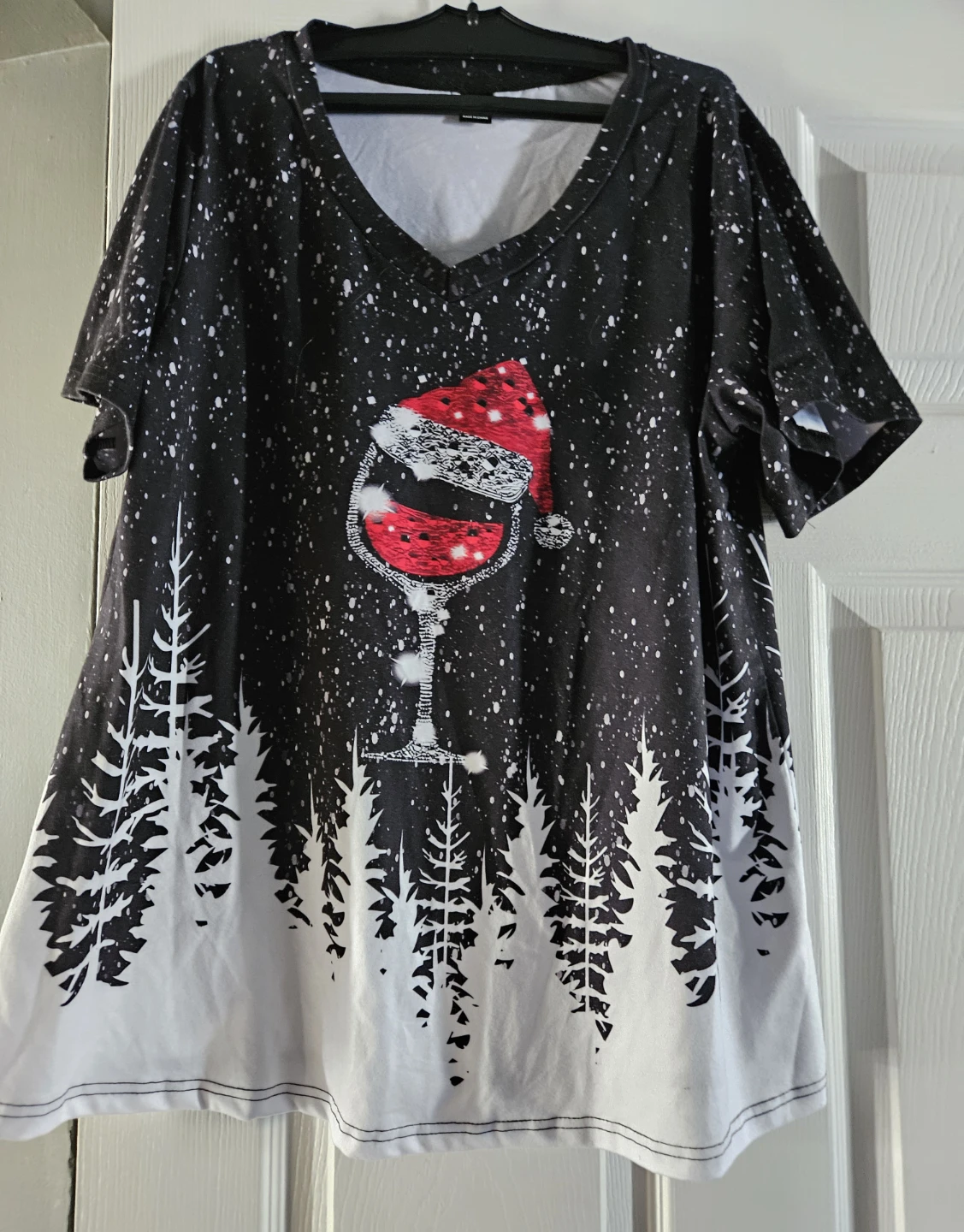 Shein Christmas Tree Wine Glass Shirt