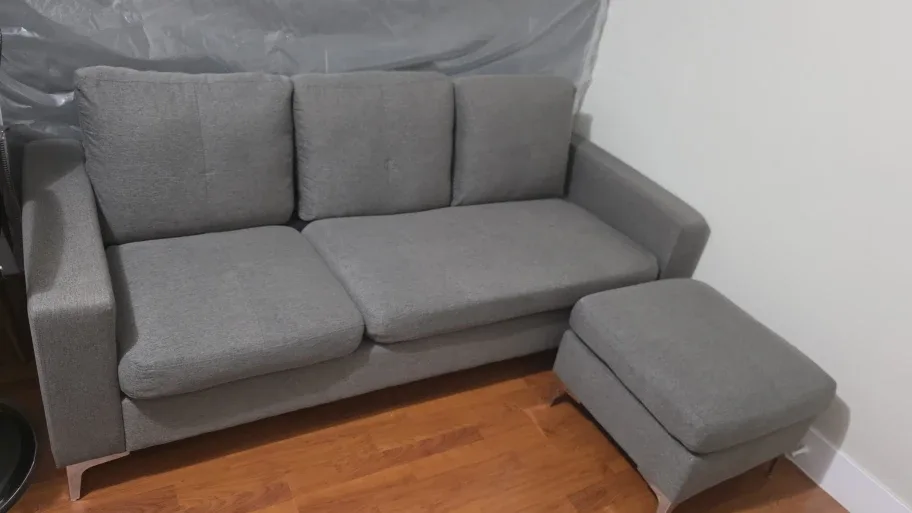 Grey Sectional Sofa with Ottoman