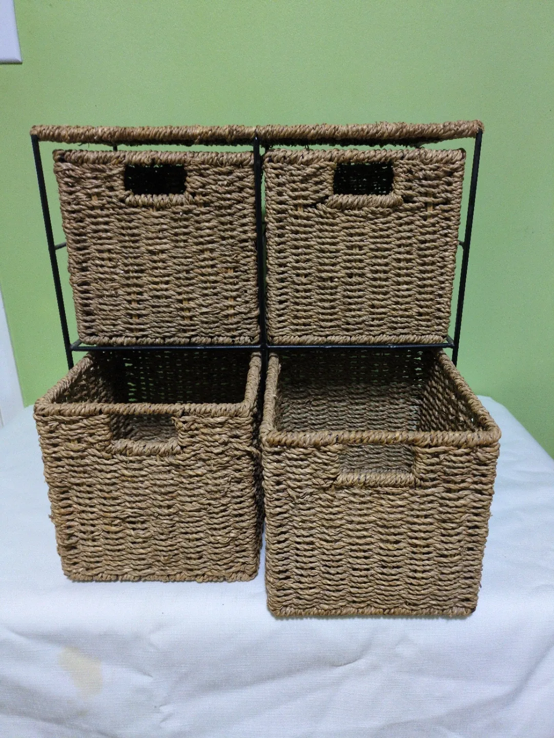 #Cleanout Wicker Storage Baskets with Metal Frame image indicator(2)