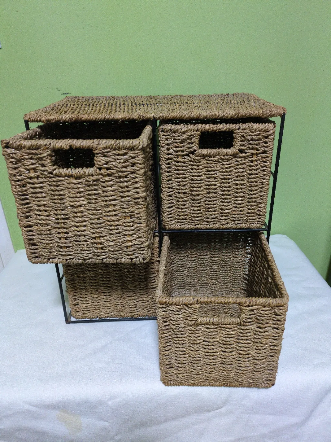 #Cleanout Wicker Storage Baskets with Metal Frame image indicator(3)