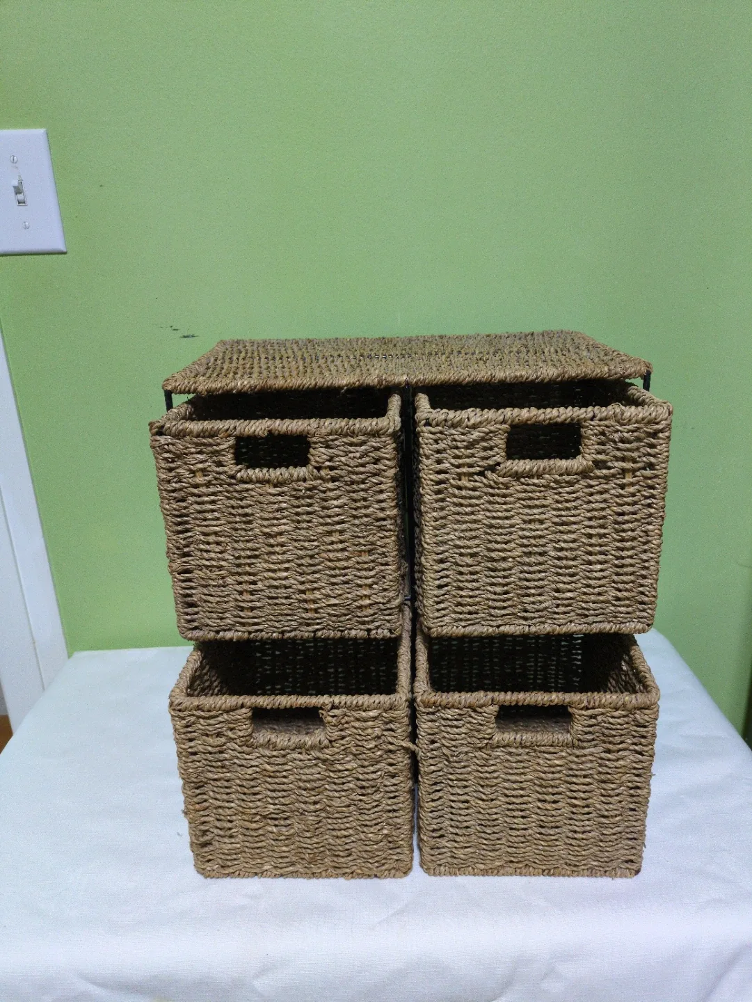 #Cleanout Wicker Storage Baskets with Metal Frame image indicator(5)