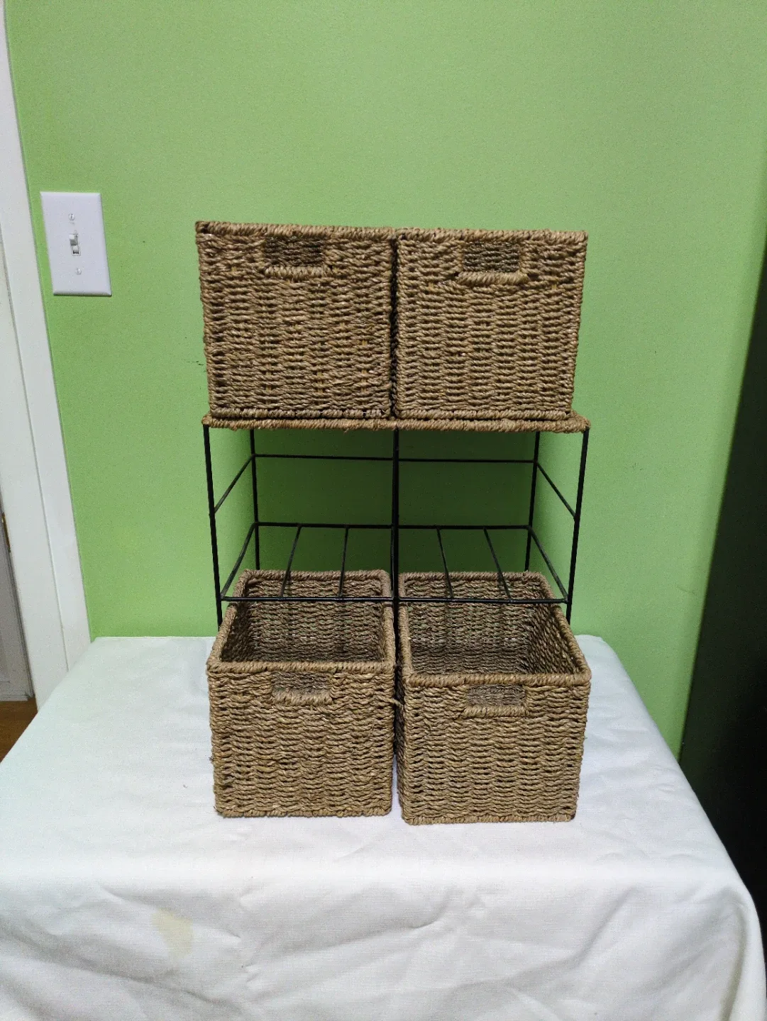 #Cleanout Wicker Storage Baskets with Metal Frame image indicator(6)