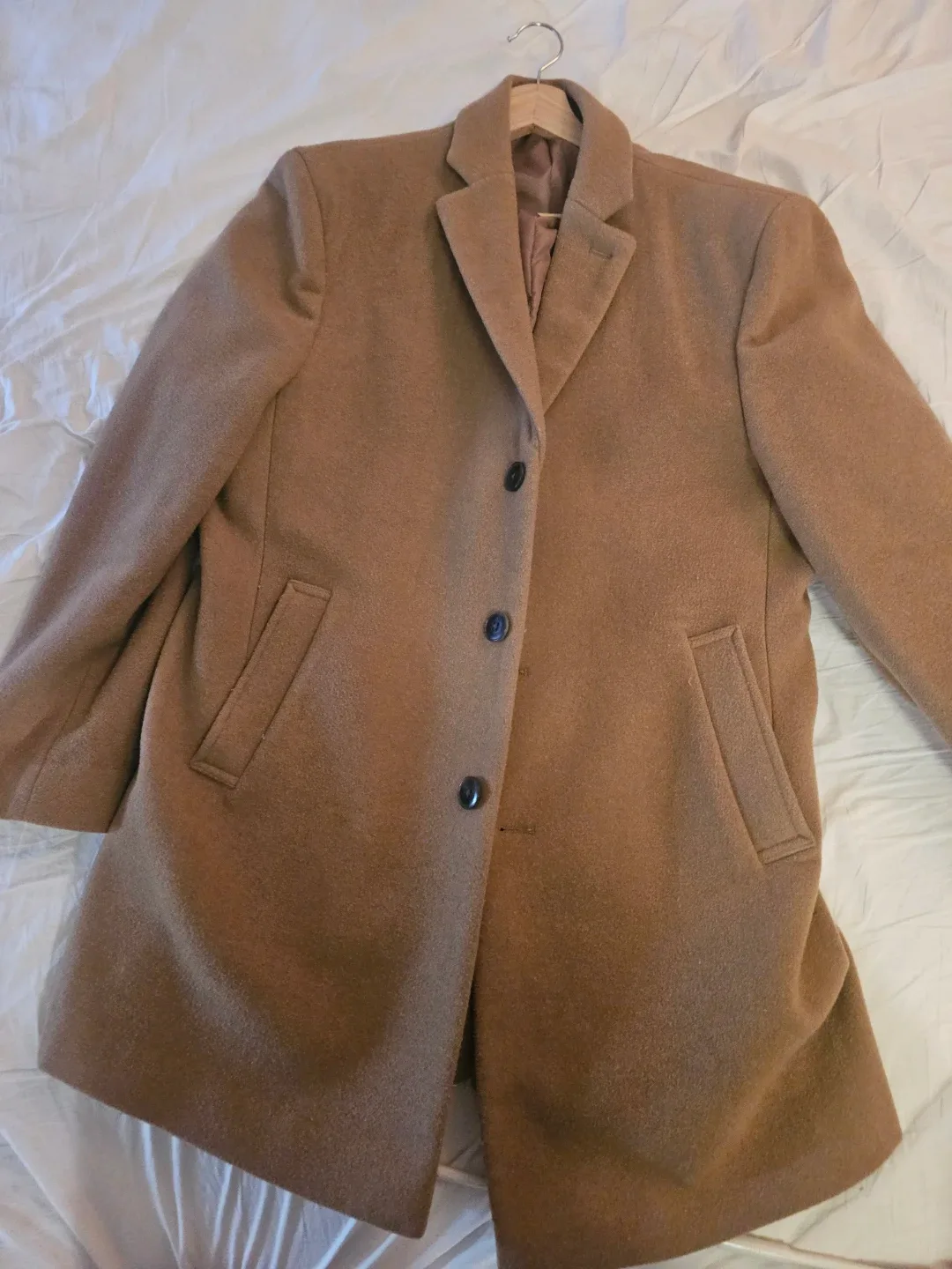 Calvin Klein Slim Fit Camel Coat - Size 42R