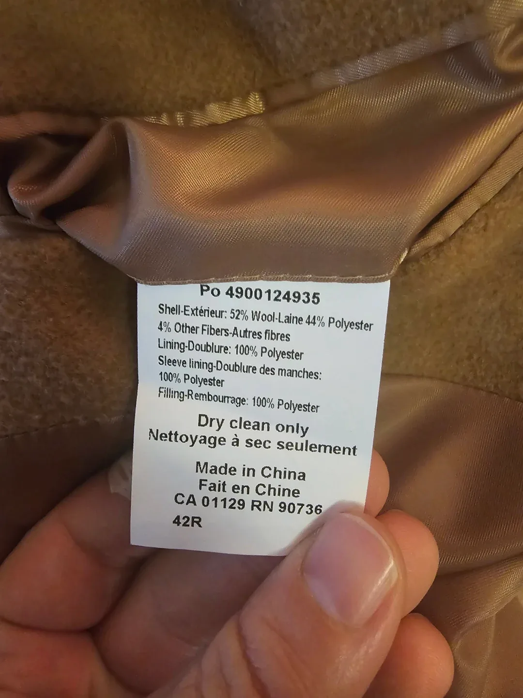 Calvin Klein Slim Fit Camel Coat - Size 42R image indicator(3)