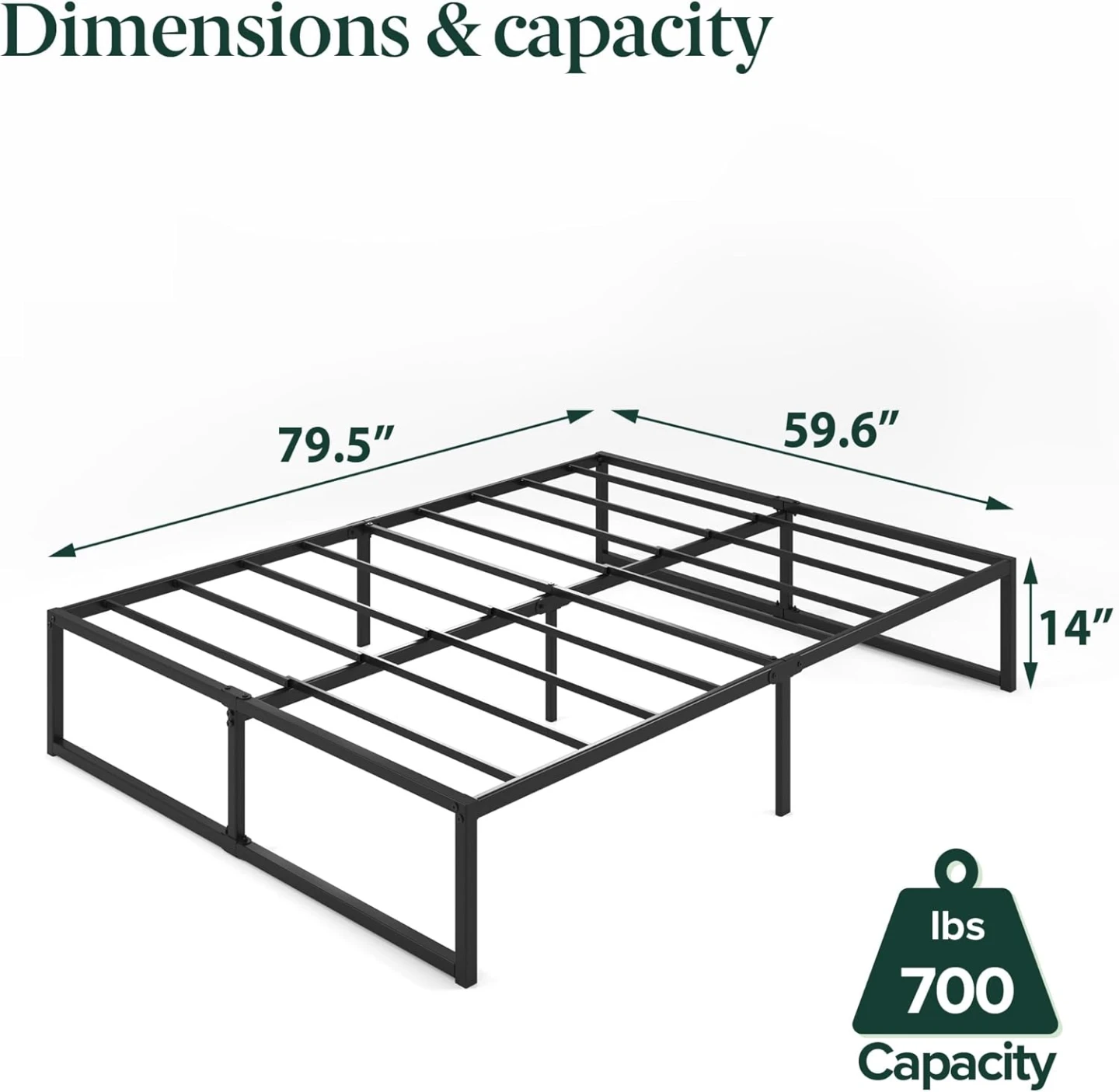 Metal Bed Frame - 79.5" x 59.6" - photo 4
