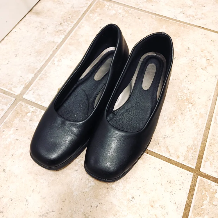 Pansy Black Leather Flats - Size 8.5 image indicator(2)