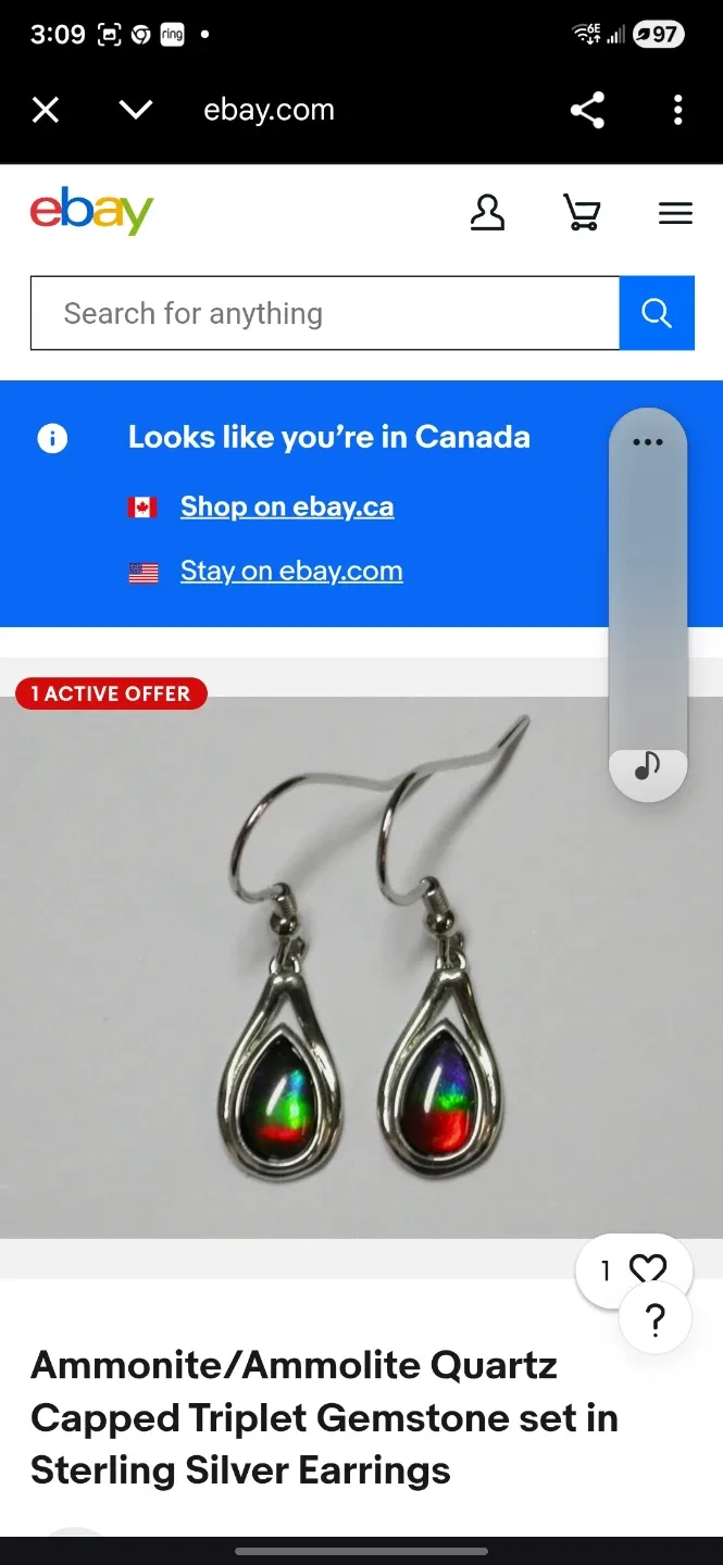 Canadian Ammolite Sterling Silver Necklace & Earrings image indicator(2)