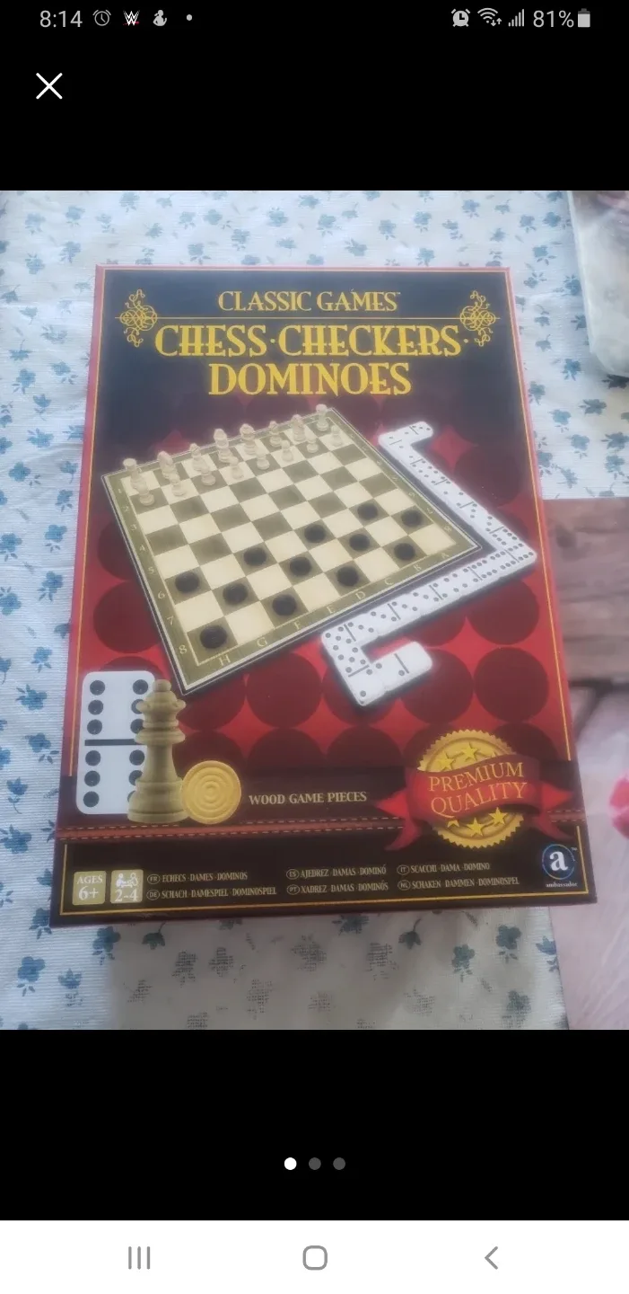 Classic Games Chess, Checkers, Dominoes Set