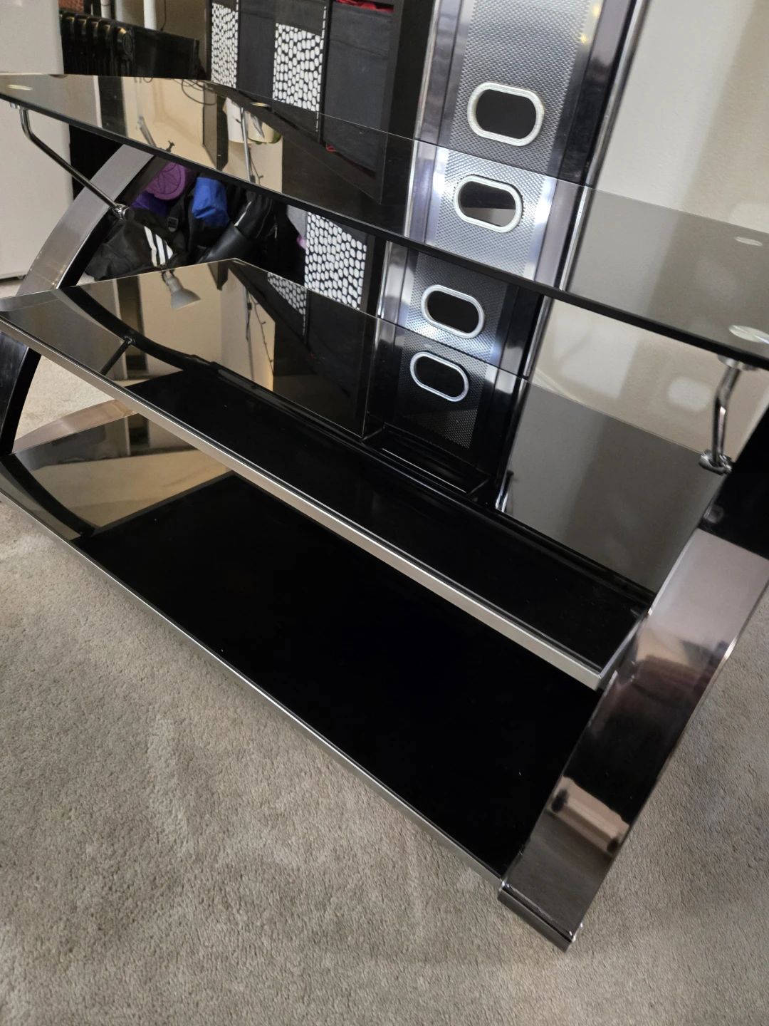 Black Glass TV Stand with Mount - photo 4