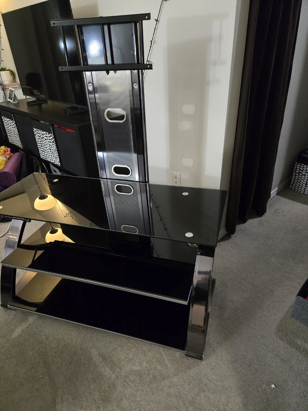 Black Glass TV Stand with Mount - photo 5