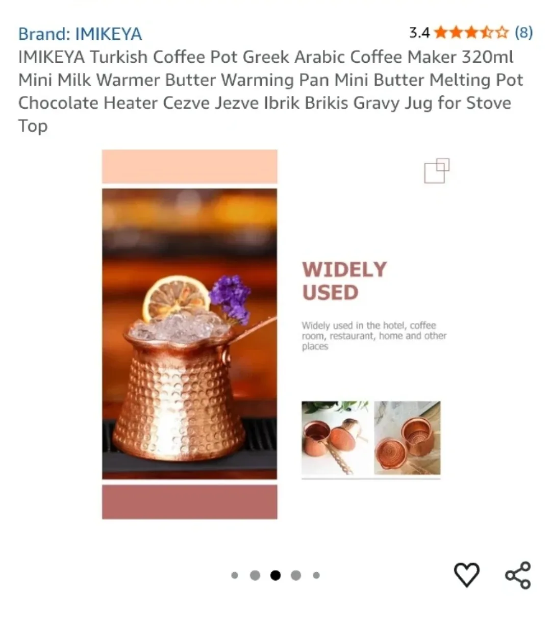 IMIKEYA Turkish, Greek Arabic Copper coffee Pot #Cleanout image indicator(6)