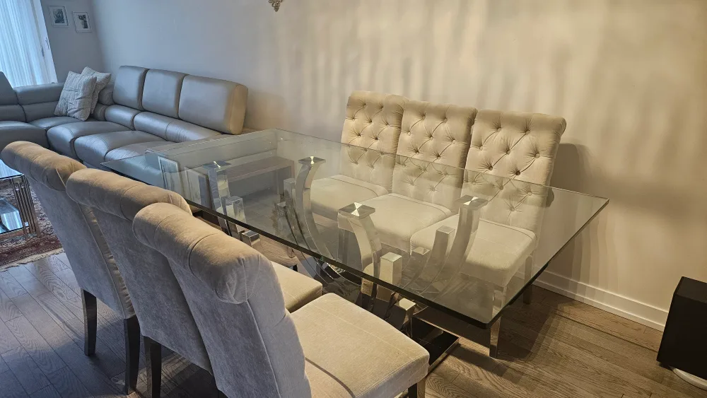 Glass Top Dining Table with 6 Chairs