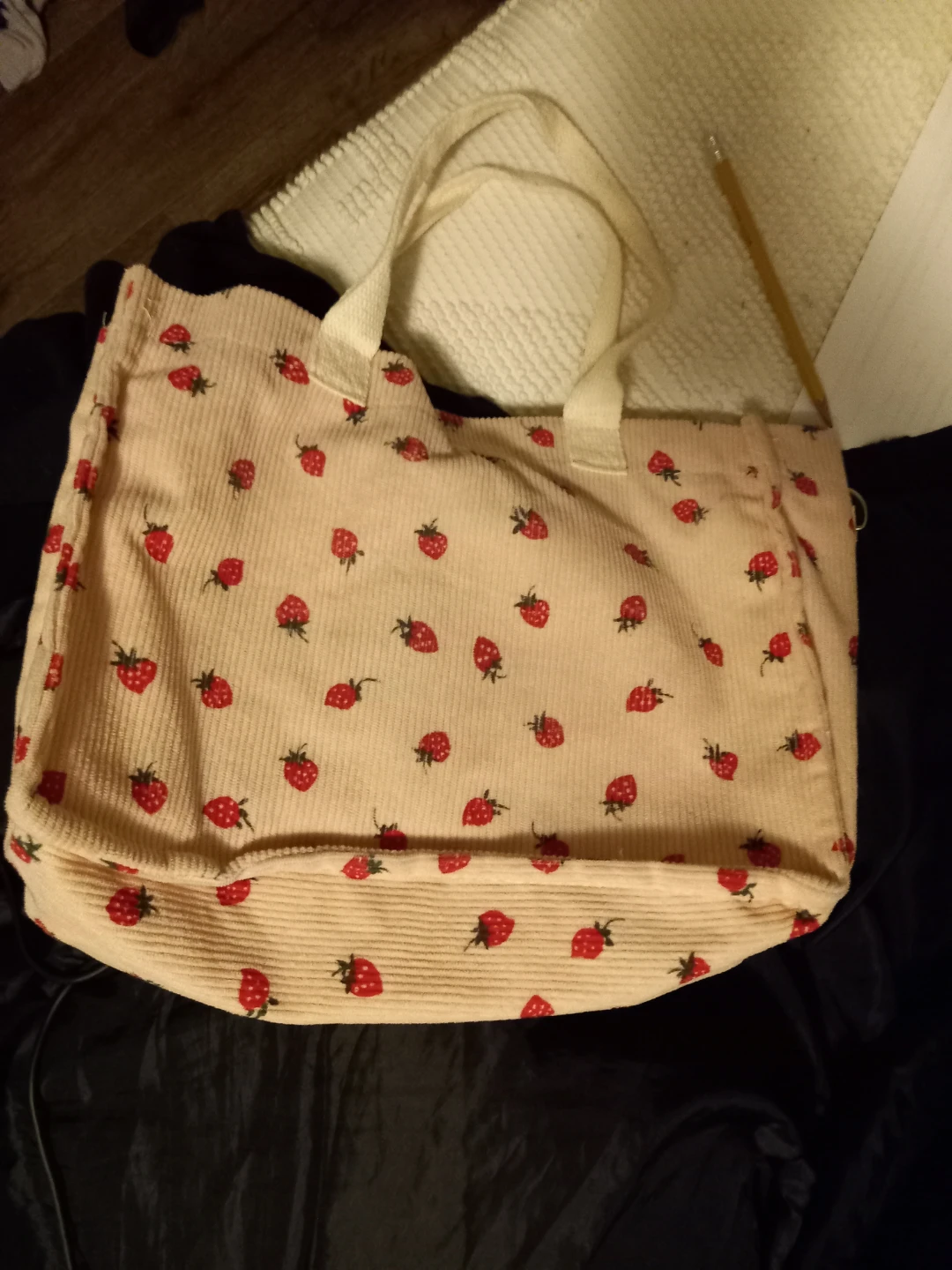 Strawberry Corduroy Tote Bag