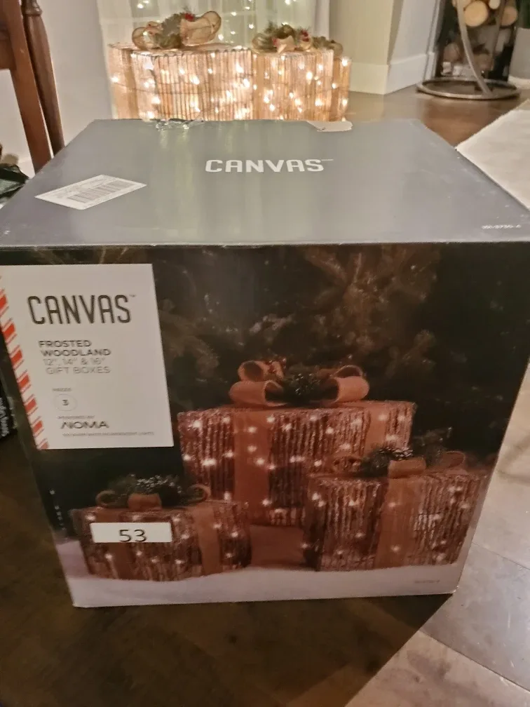 Canvas Frosted Woodland Gift Boxes (Set of 3)