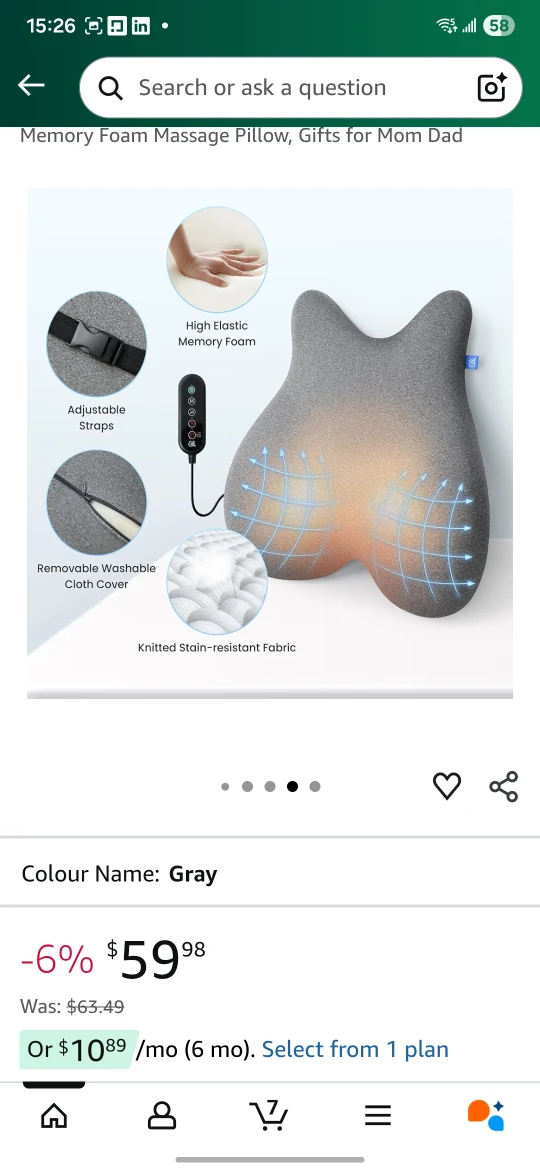 CILI Heated Lumbar Support Pillow - Gray - photo 4