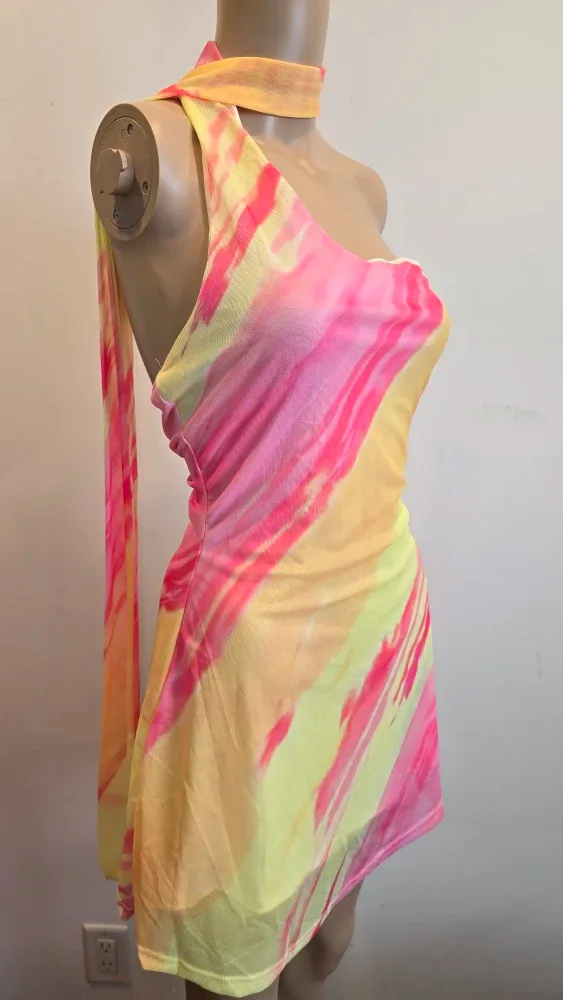 Pink & Yellow Halter Dress xs #Cleanout