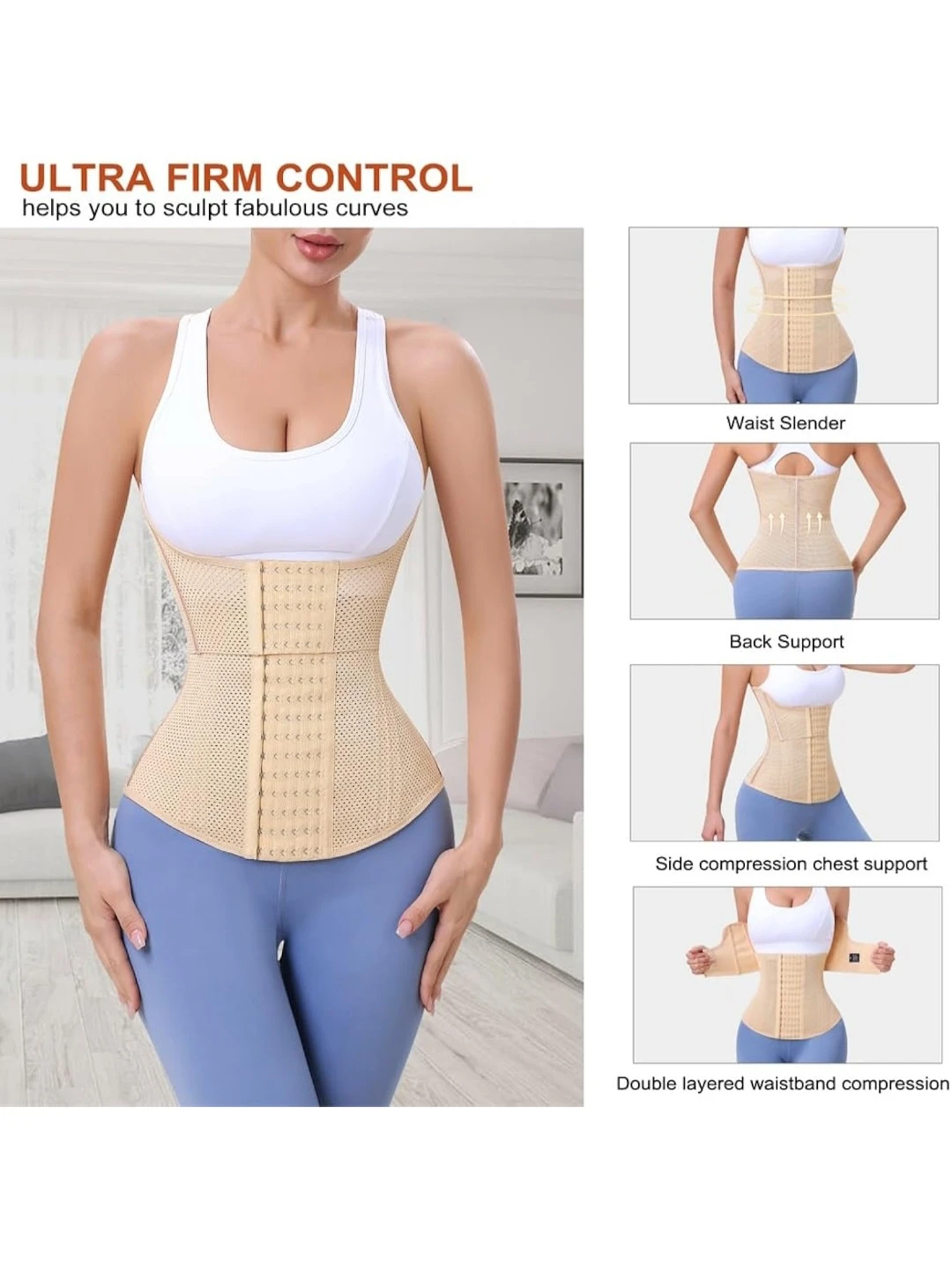 Waist Trainer Corset - Beige Size: S - photo 4
