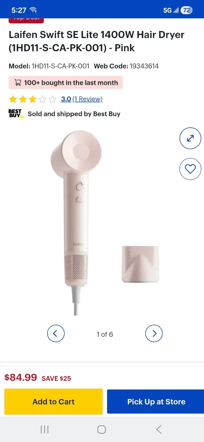 BRAND NEW Pink Laifen Swift SE Lite 1400W Hair Dryer - Pink