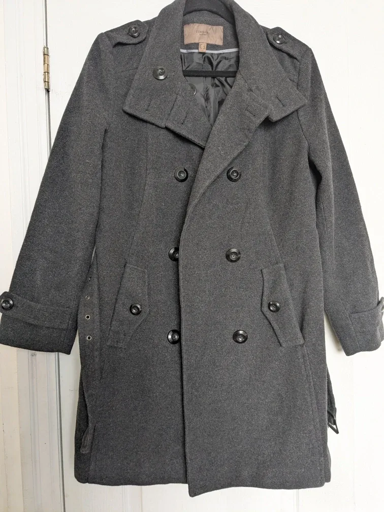 Cortefiel Woman Grey Wool Coat - Size L