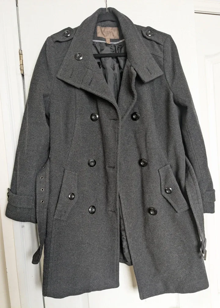 Cortefiel Woman Grey Wool Coat - Size L image indicator(2)