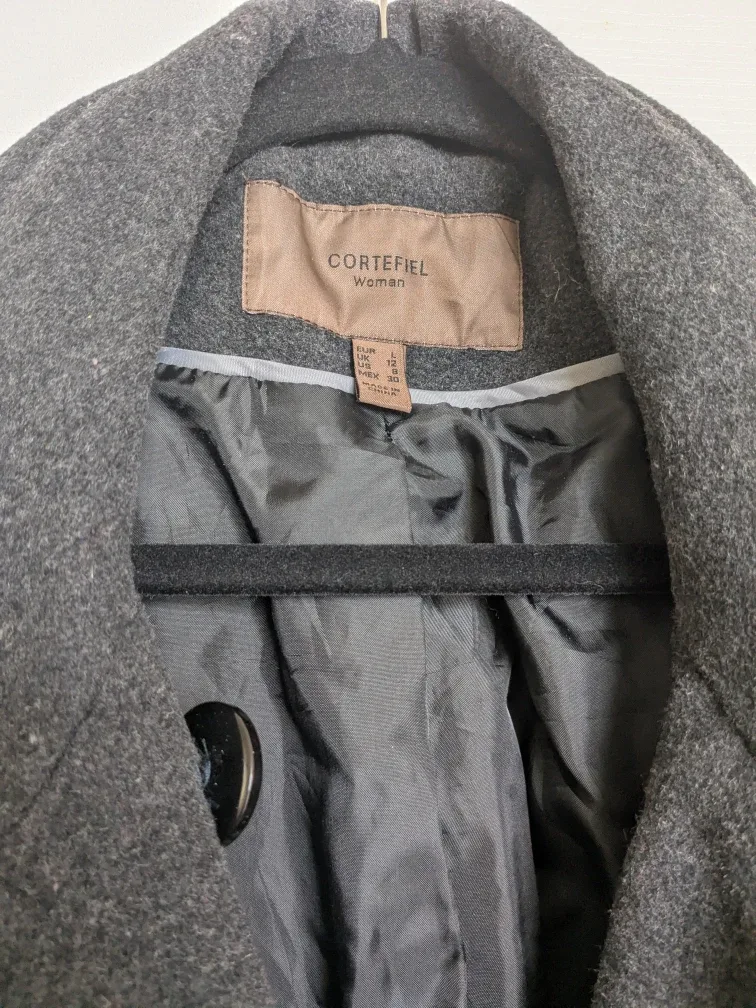 Cortefiel Woman Grey Wool Coat - Size L image indicator(3)