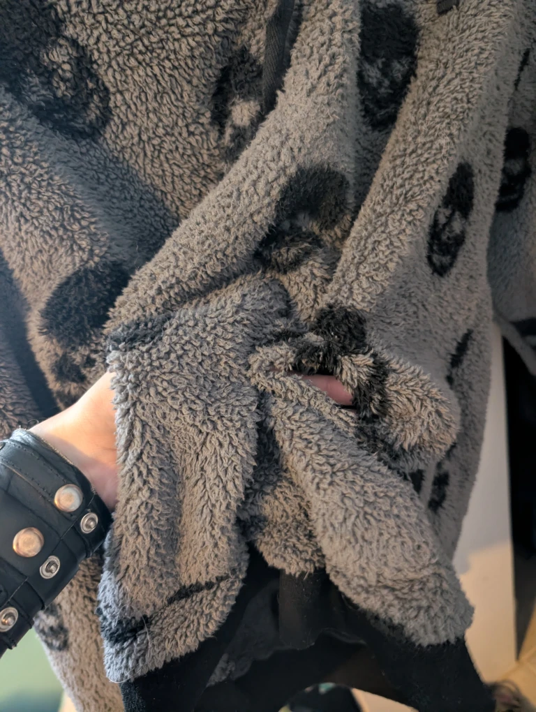 Gray Skull Sherpa Hoodie - photo 5
